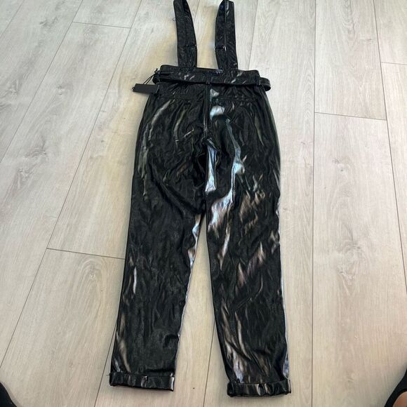 BlankNYC Other Worldly Overall Faux Leather Pants with Suspenders size 27 - Picture 6 of 12
